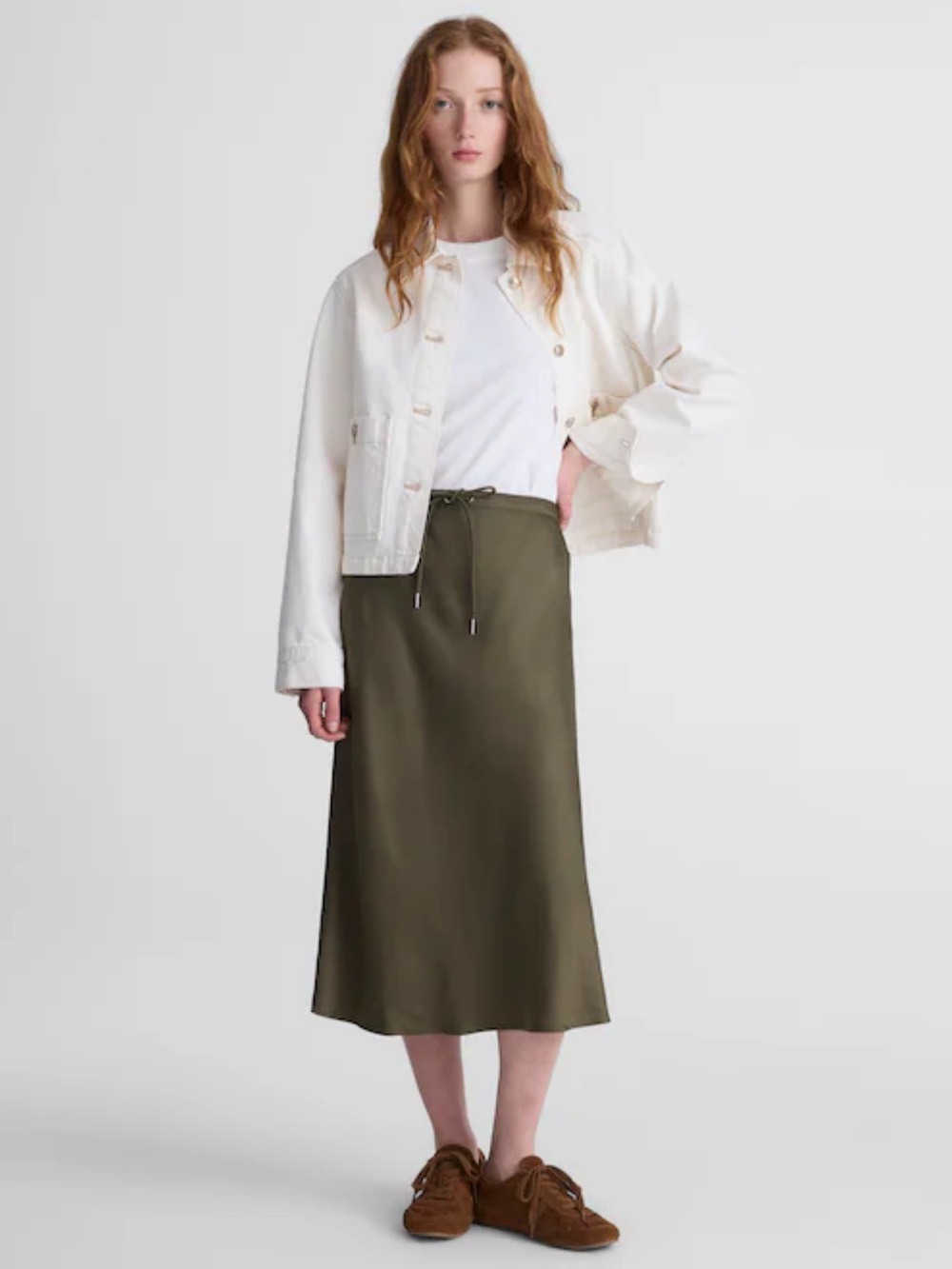 Madewell Drawstring Midi Skirt - Faded Ivy